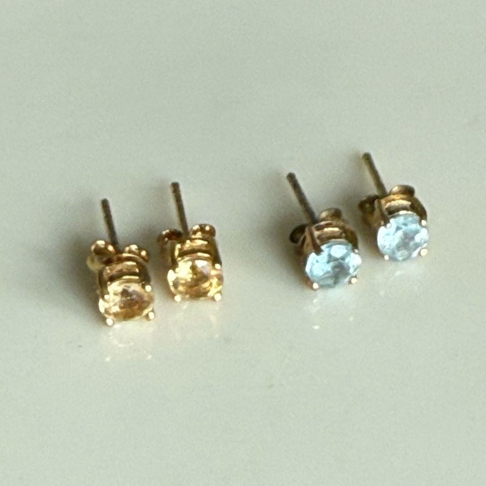 Ross-Simons Gold and Blue Earrings Set